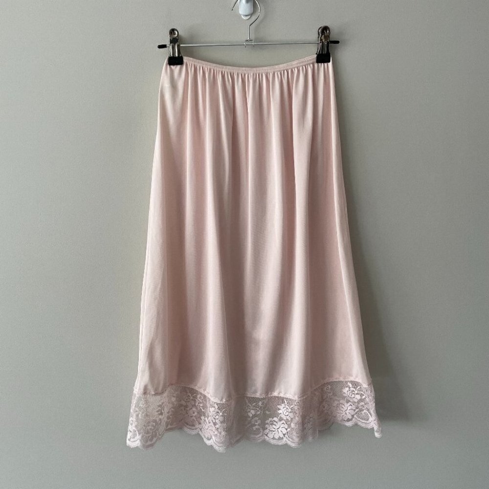 Vintage Smart Pull On High Rise Slip Skirt Pink Womens XS - Picture 2 of 7
